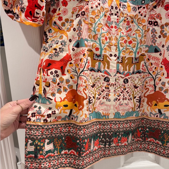 RHODE Millie Aura Jungle Print Multicolor Ruffle Sleeve Dress - Picture 5 of 11